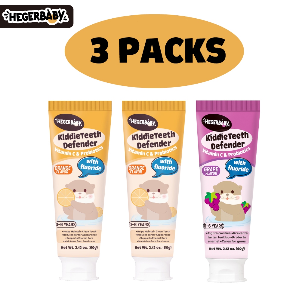 Hegerbaby Kiddieteeth Defender Toothpaste - Orange / Grape / Green Apple Flavor – 60g