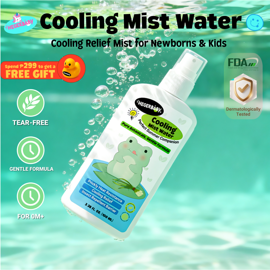 Hegerbaby Cooling Mist Water - Natural Formula Soothes Prickly Heat Effectively Repels Mosquitoes