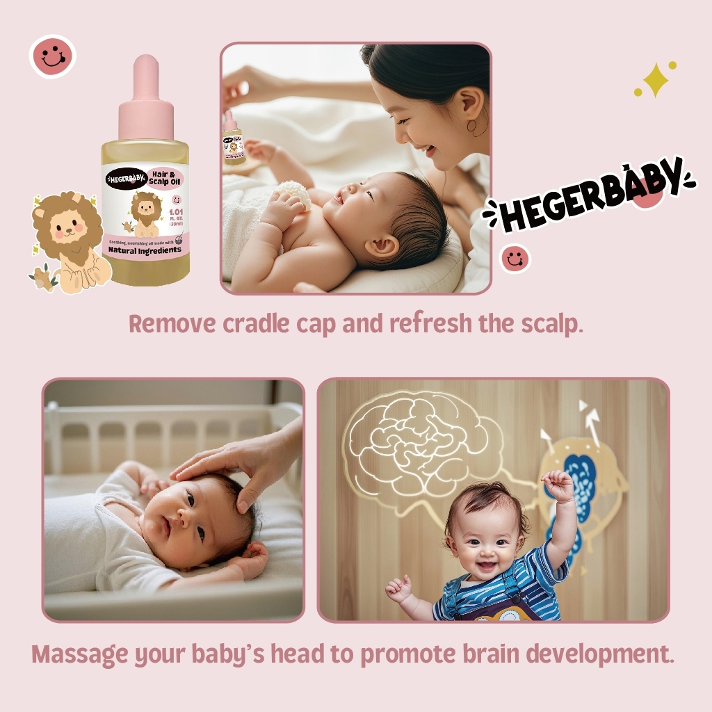 Hegerbaby Lotion + Lip Balm + Hair Oil - Relieves Prickly Heat & Saliva Rash & Moisturizes Scalp