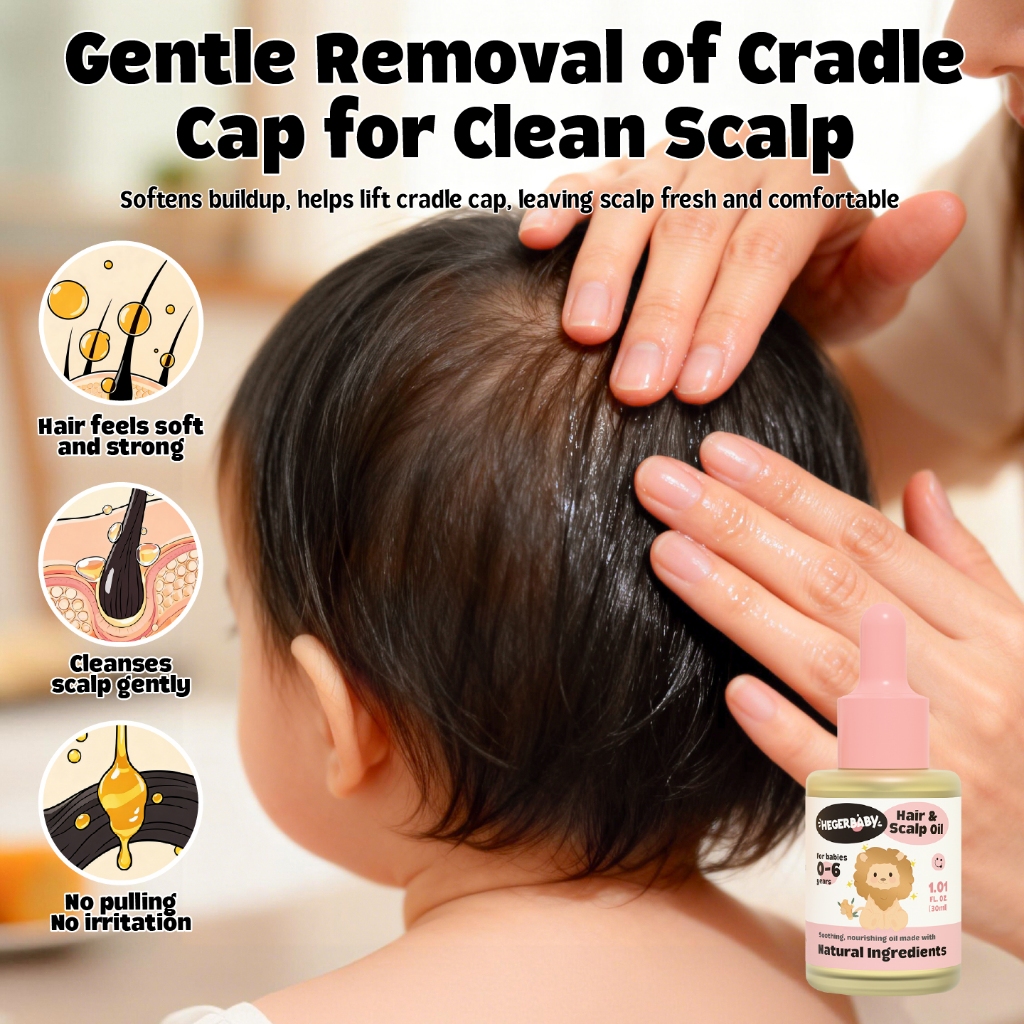 Hegerbaby Hair And Scalp Oil - Baby Oil Removes Cradle Cap Moisturizes Scalp Healthy Hair Growth