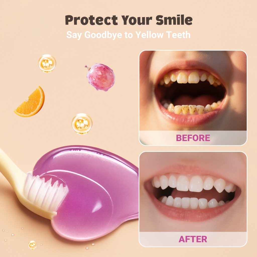 Hegerbaby Kiddieteeth Defender Toothpaste - Orange / Grape / Green Apple Flavor – 60g