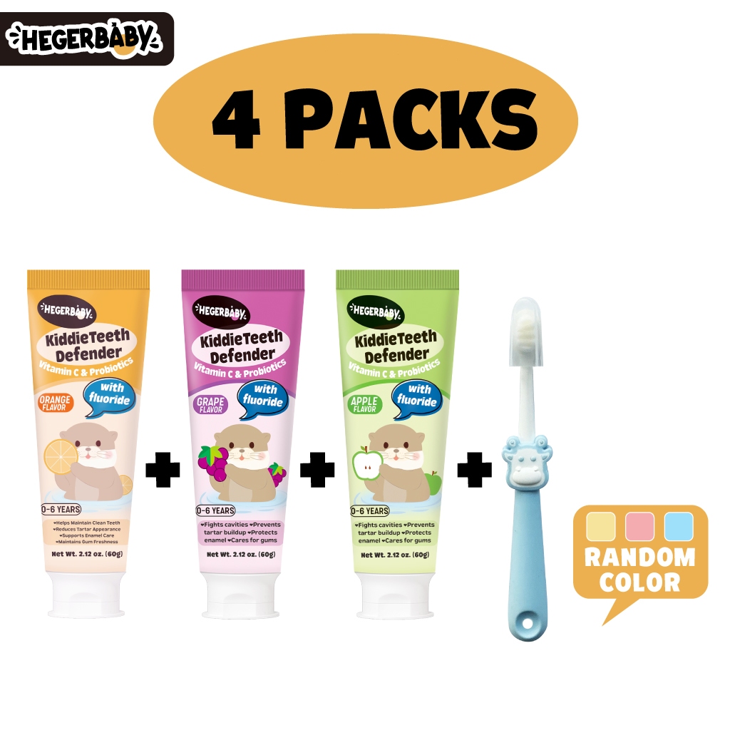 Hegerbaby Kiddieteeth Defender Toothpaste - Orange / Grape / Green Apple Flavor – 60g