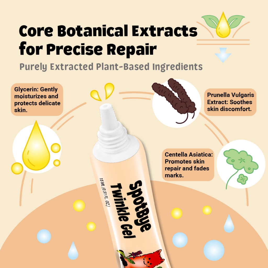 Hegerbaby Spotbye Twinkle Glow Gel - Mosquito Bite Scar Repair Cream for Kids, Safe, Non-Toxic 15ml