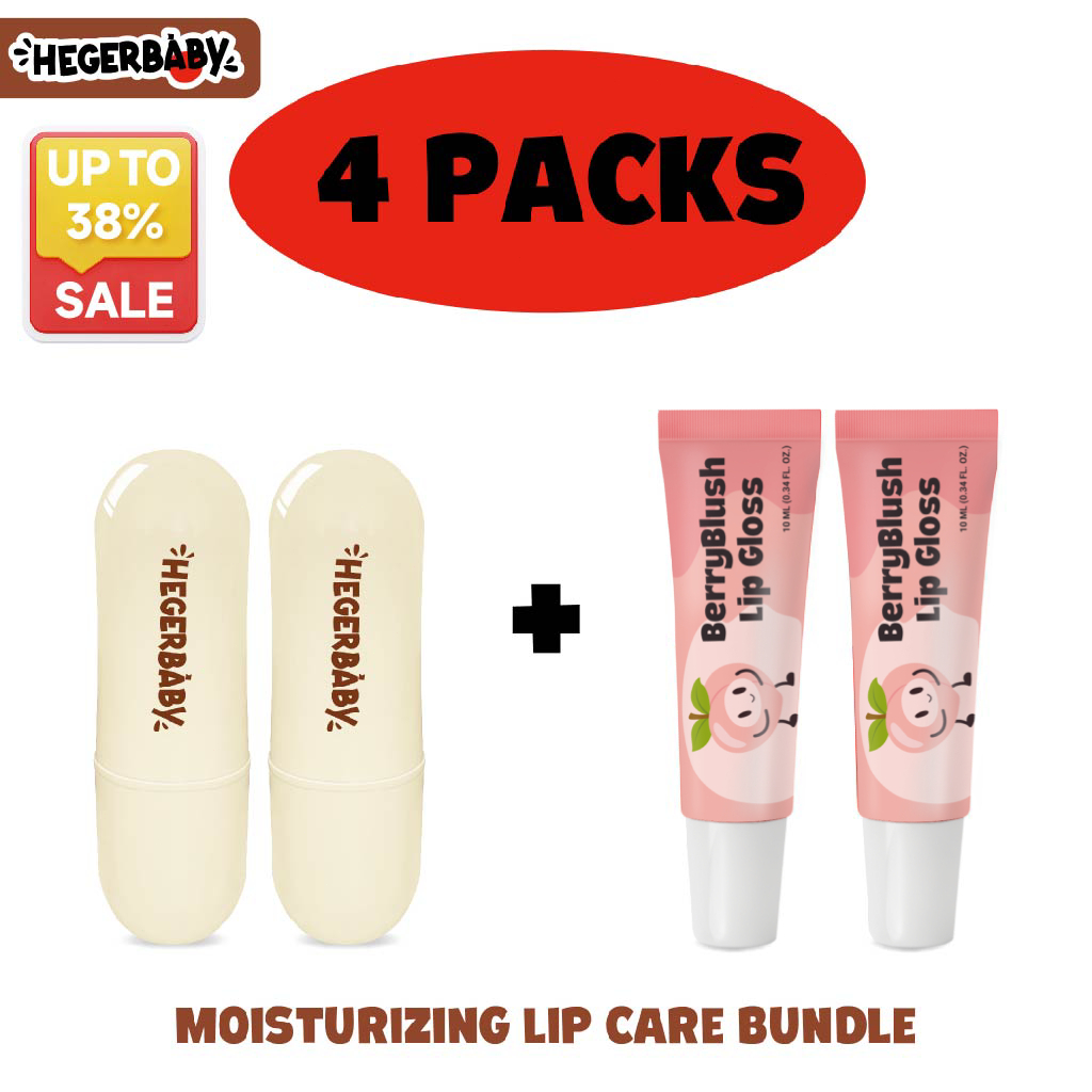 Hegerbaby Lip Face Balm & Lip Gloss Moisturizing Nourishing Non Sticky Gentle Safe for Kids