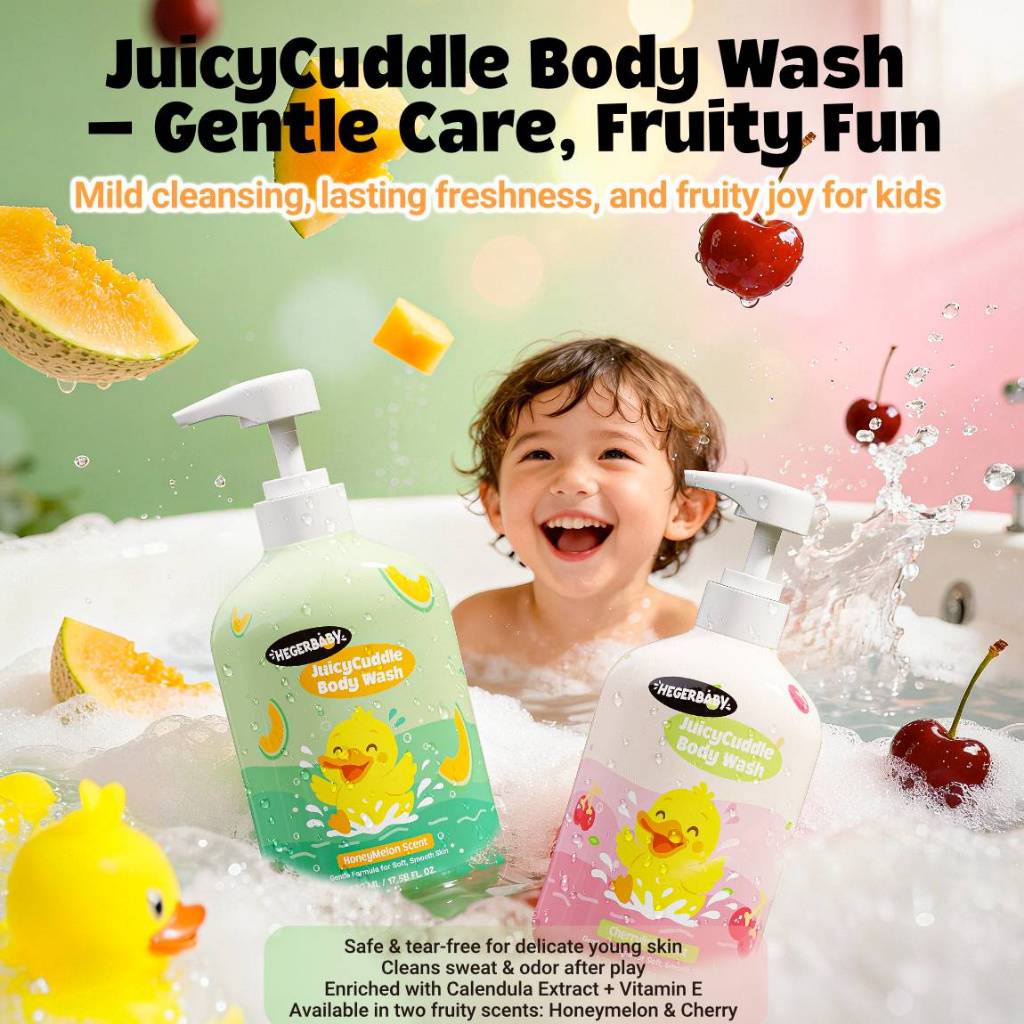 Hegerbaby JuicyCuddle Baby Wash Cherry + Melon - Deep Cleansing,Long-Lasting Fragrance Body Wash
