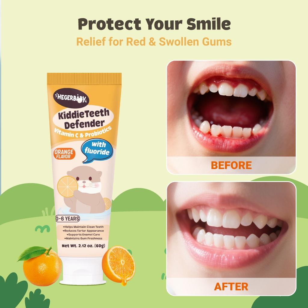 Hegerbaby Kiddieteeth Defender Toothpaste -  Kids Fluoride Whitening Milk Teeth 60g