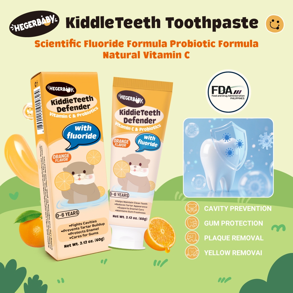 Hegerbaby Kiddieteeth Defender Toothpaste -  Kids Fluoride Whitening Milk Teeth 60g