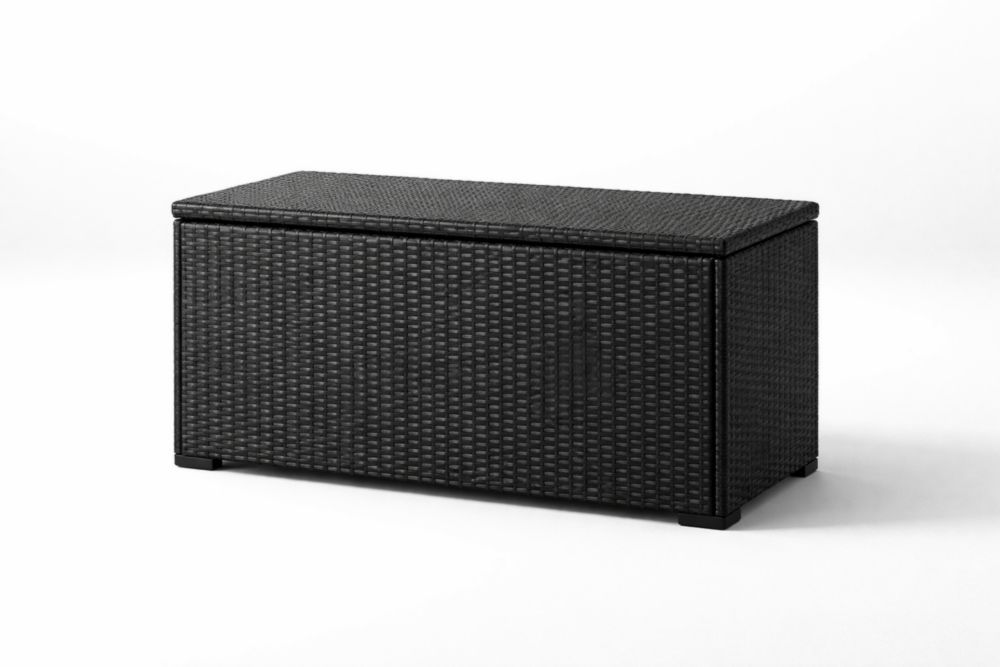 Outdoor Storage Box Woven Resin Black 120cm x 60cm x 50cm
