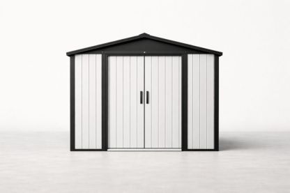 Metal Outdoor Storage Shed with Double Doors Black/White 250cm x 180cm x 200cm