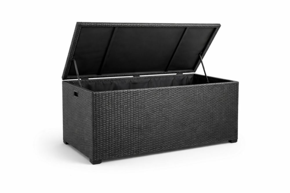 Outdoor Storage Box Rattan Woven Black 120x50x60 cm