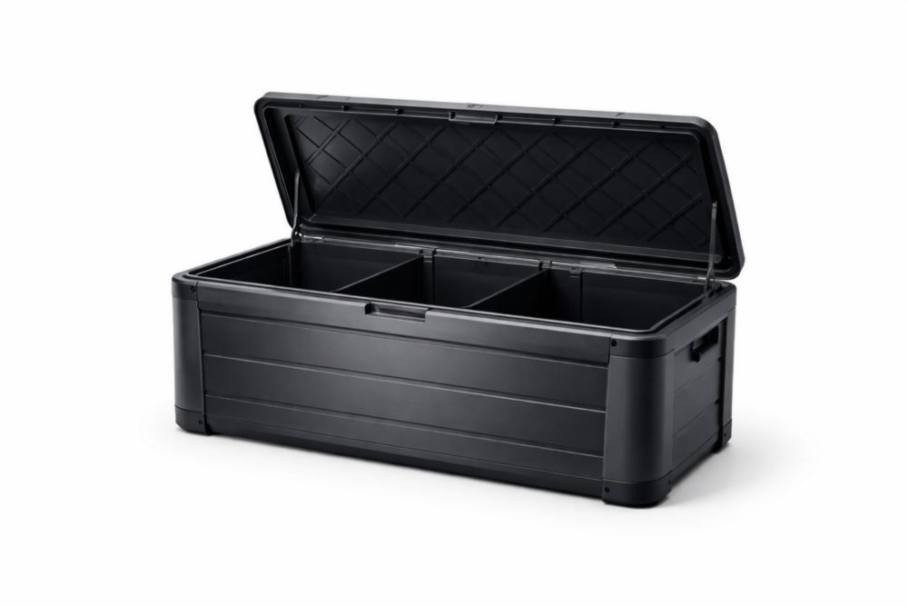Large Outdoor Storage Box Black Plastic 145x61x66 cm
