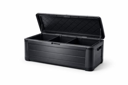 Large Outdoor Storage Box Black Plastic 145x61x66 cm