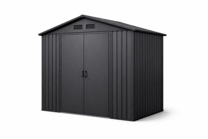 Outdoor Metal Storage Shed Double Door Ventilated 184x122x202cm Black