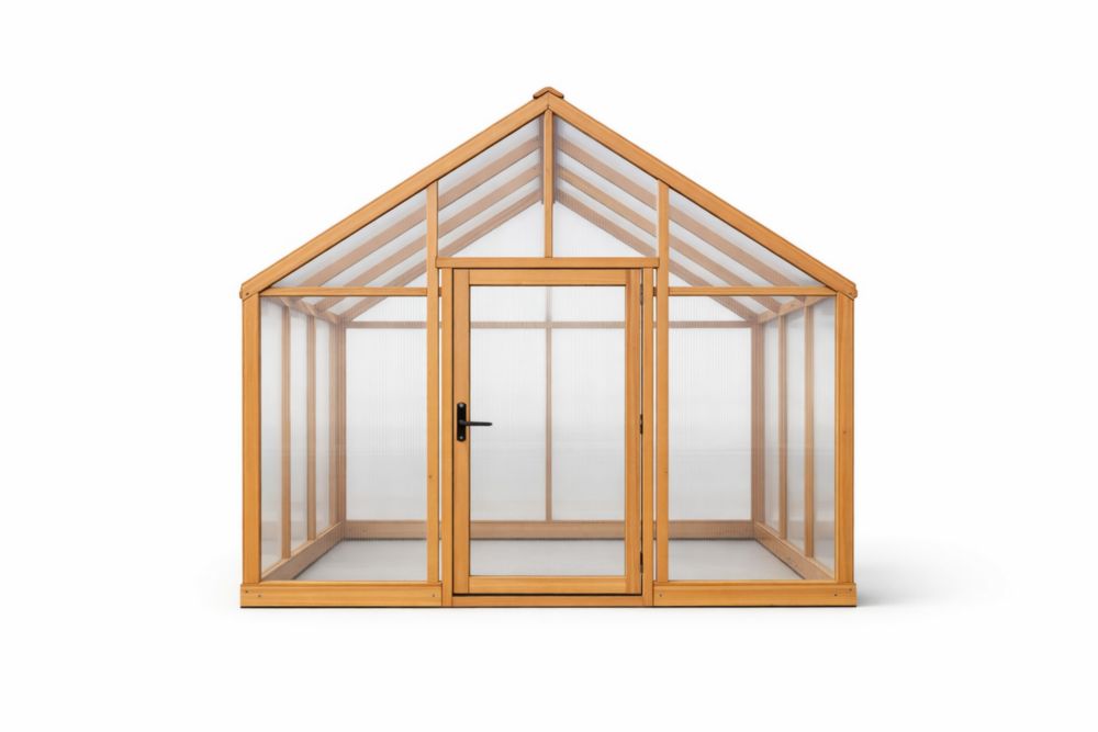 Cedar Wood Frame Greenhouse with Polycarbonate Panels 300cm x 250cm x 300cm