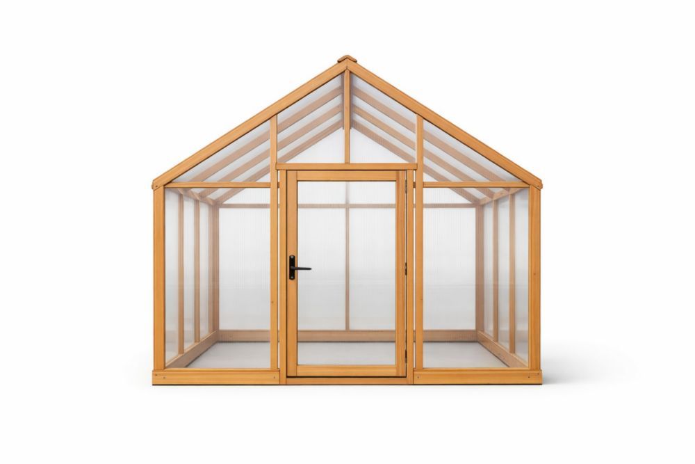 Cedar Wood Frame Greenhouse with Polycarbonate Panels 300cm x 250cm x 300cm