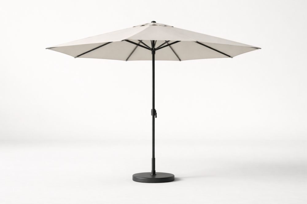 Outdoor Patio Umbrella Round Beige Polyester Aluminum Frame 250cm Height 300cm Diameter