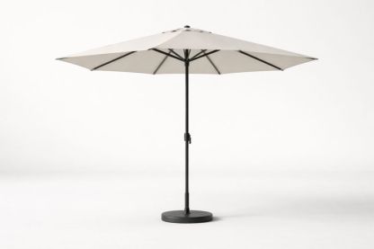 Outdoor Patio Umbrella Round Beige Polyester Aluminum Frame 250cm Height 300cm Diameter