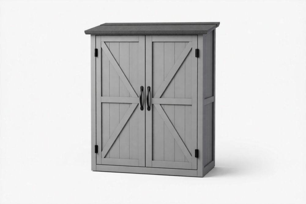 Gray Double Door Outdoor Storage Cabinet Wood Composite 91.5cm x 50cm x 119cm