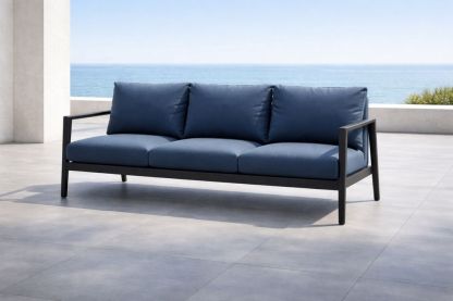 Outdoor Sofa Aluminum Frame Polyester Cushions Blue