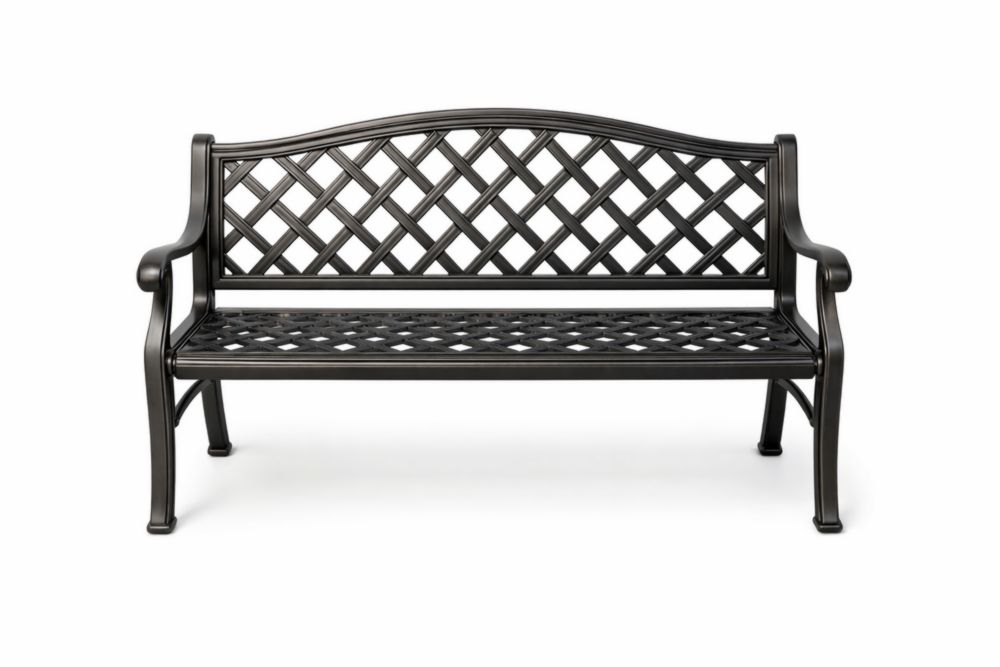 Cast Aluminum Outdoor Bench Black 50 inches-Houselora