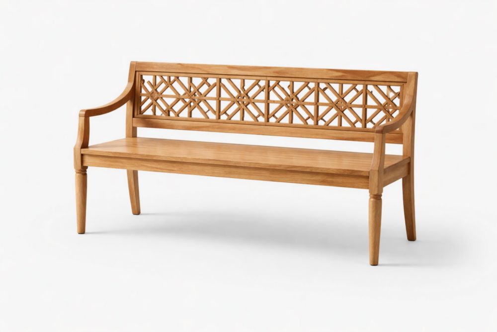 Teak Outdoor Bench with Lattice Backrest 150cm Natural Finish-Houselora