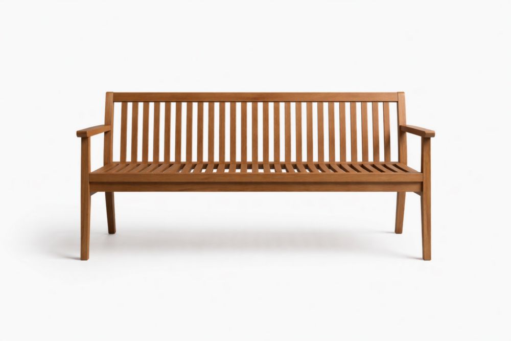 Teak Wood Outdoor Bench 150cm Slatted Backrest Brown-Houselora