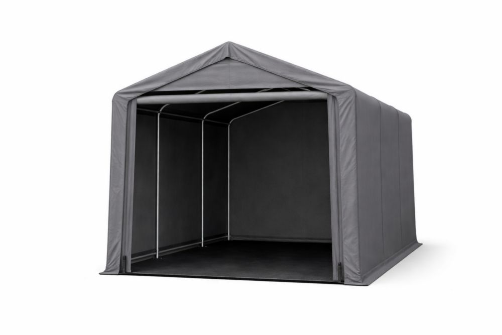 610cm x 305cm Outdoor Storage Shed, Steel Frame, Waterproof Polyethylene Cover, Gray-Livomirae