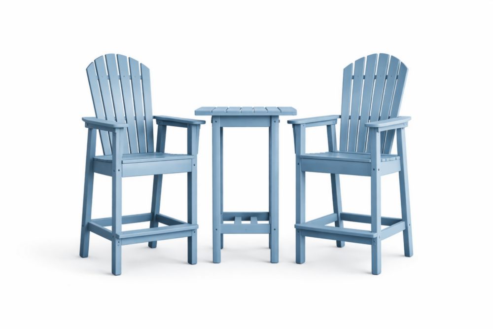 Blue Outdoor Polyethylene Bar Set with Chairs and Table-Livomirae