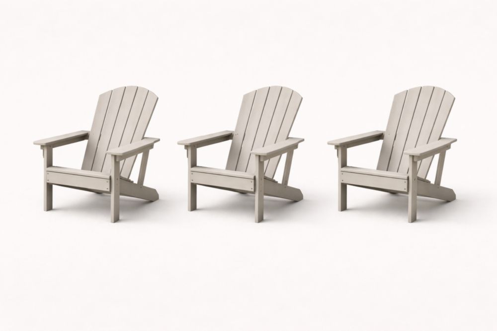 Adirondack Chair Set of 3 Polywood Beige 88cm High-Livomirae