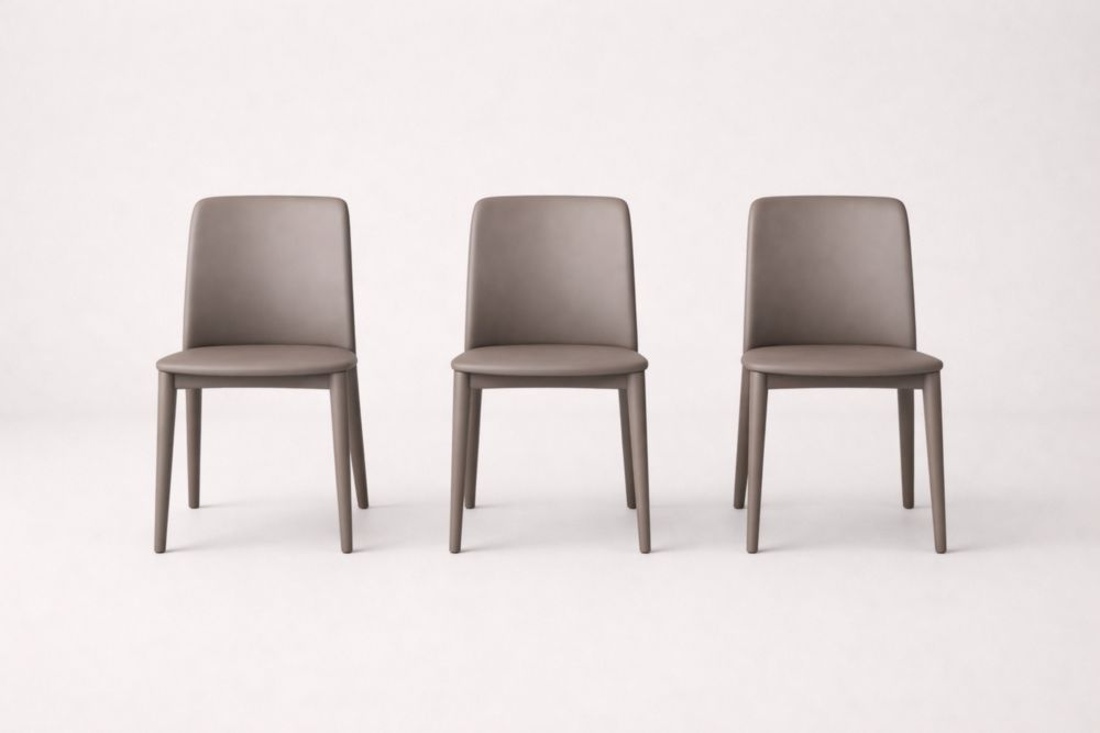 Set of 3 PU Leather Dining Chairs Brown-Livomirae