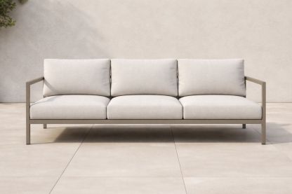 Outdoor Metal Frame Sofa 3-Seater Polyester Cushions