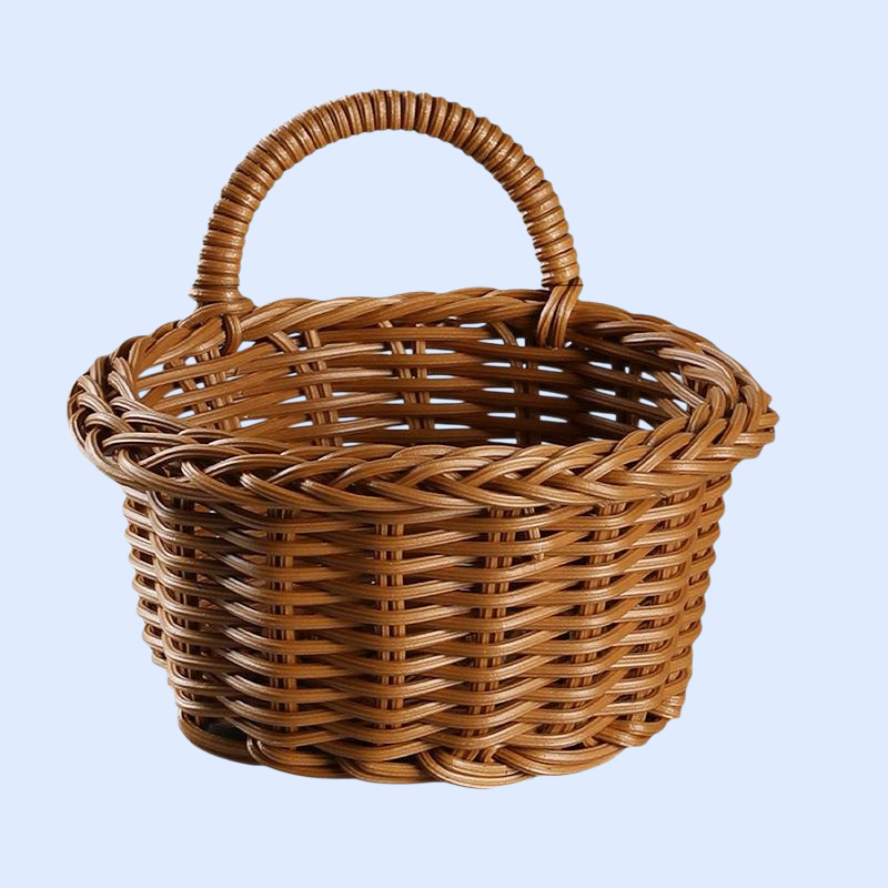 プラスチック製ラタン風壁掛けバスケット