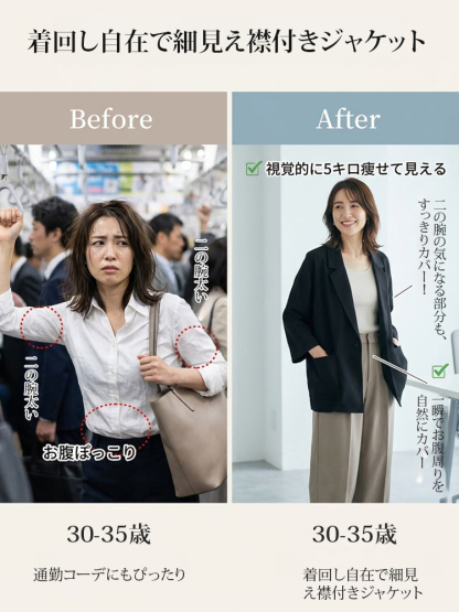 すっきり見え襟付きジャケット