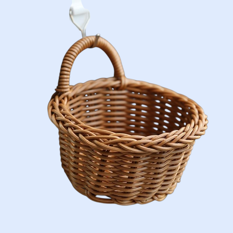 プラスチック製ラタン風壁掛けバスケット