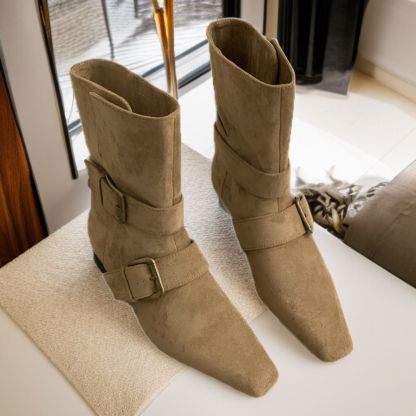 2025年韓国秋冬新作レトロフレンチニッチデザインショートウエスタンブーツ