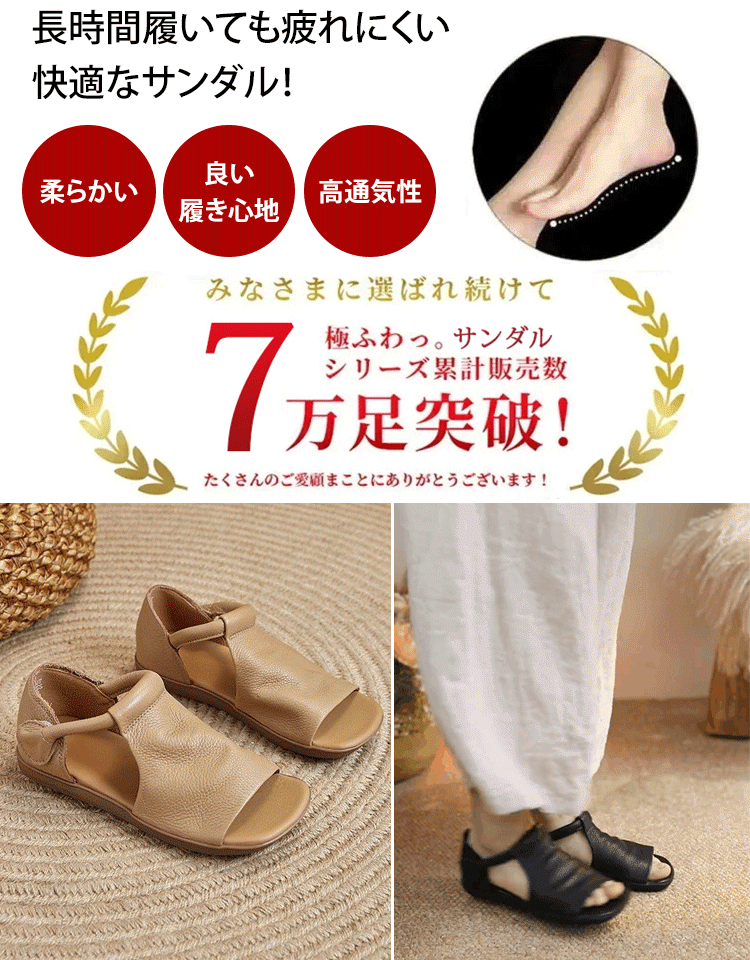 [30周年限定、通常価格から大幅値引き] レトロ本革サンダル