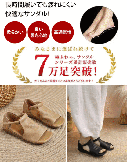 [30周年限定、通常価格から大幅値引き] レトロ本革サンダル