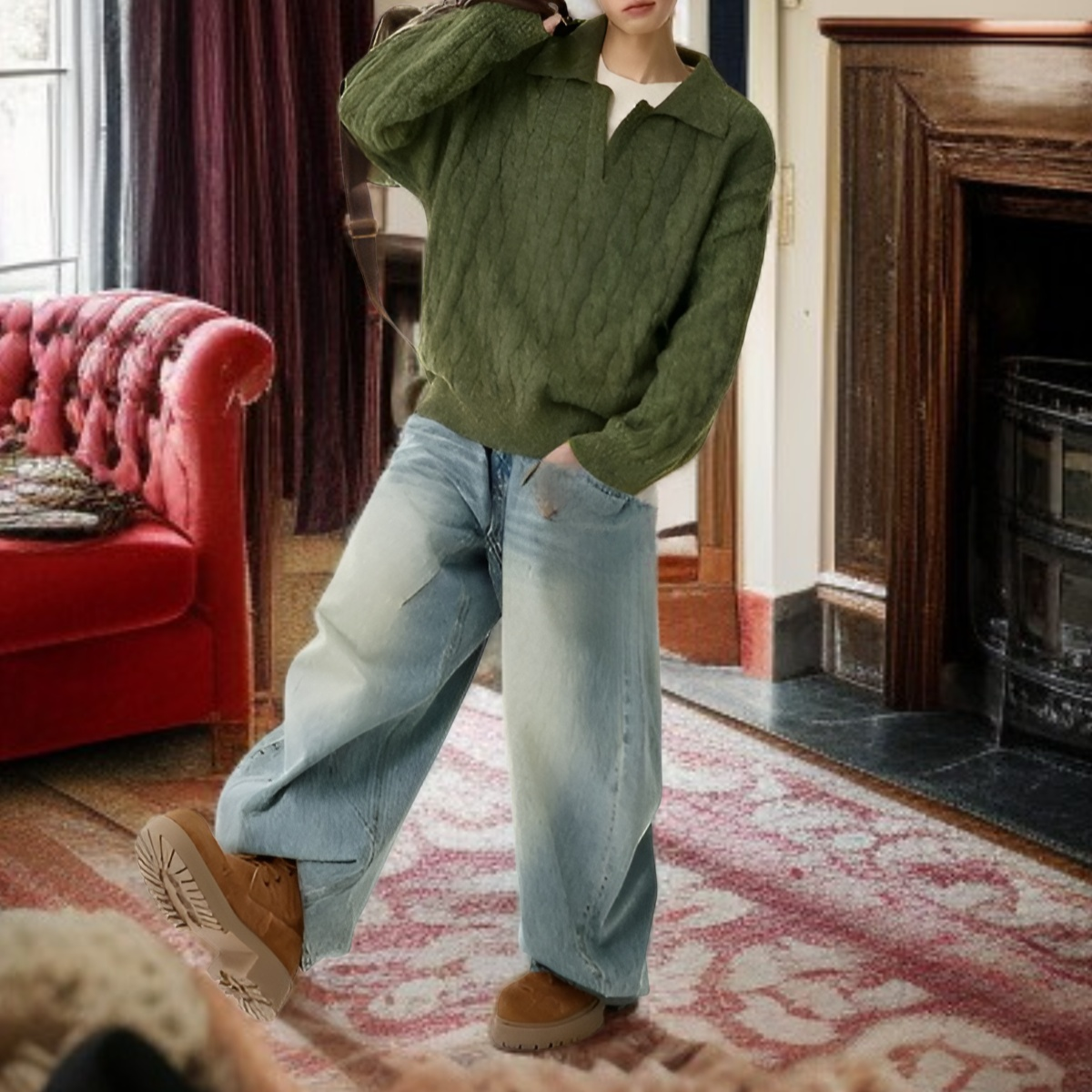 おしゃれなメンズセーター着用イメージ