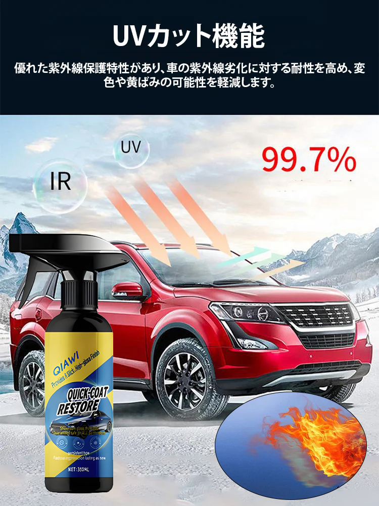 【工場移転の在庫処分】【1 本で 5 役！撥水・防汚・防キズ・紫外線防止・光沢復活 洗車頻度も減らせ】カーナノコーティングスプレー