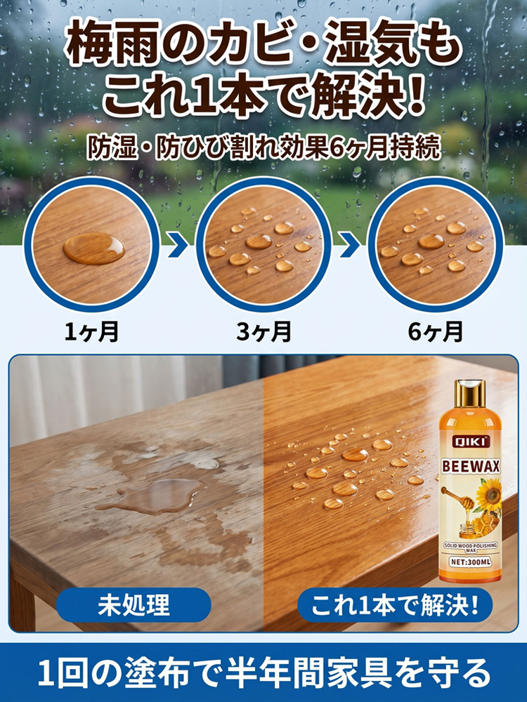 【北海道産天然成分で安心！日本ホームインプルーブメント協会認証の家具補修剤】家具用蜜蝋ワックス