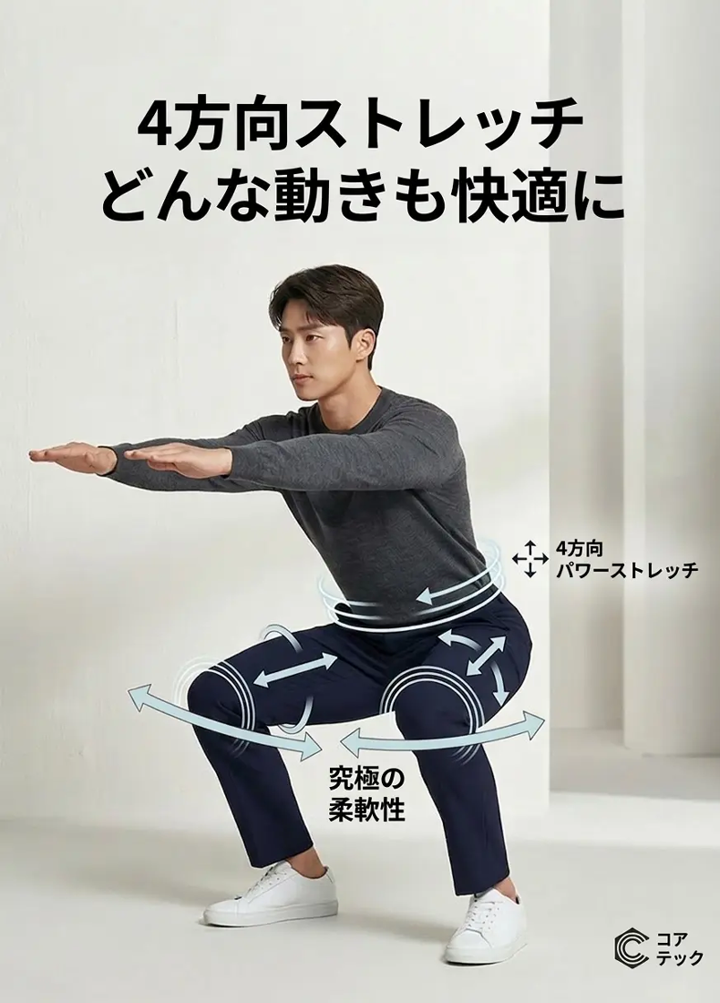 【魔法の脚長】極伸び4WAYストレッチ・シワレススラックス