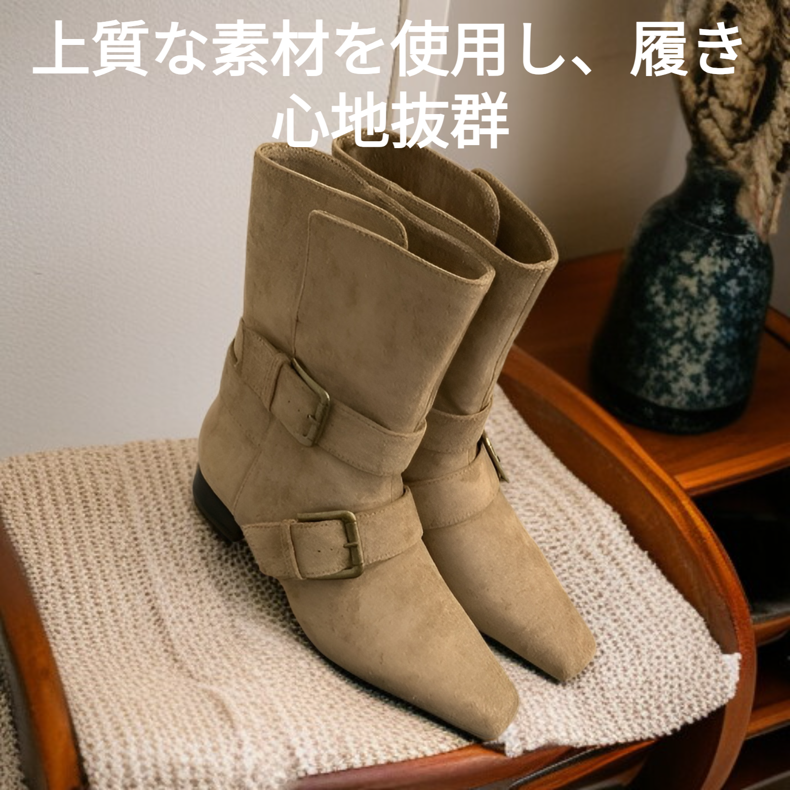 2025年韓国秋冬新作レトロフレンチニッチデザインショートウエスタンブーツ