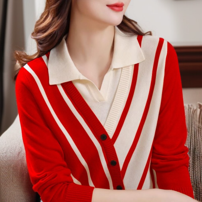 ストライプカラーセーター