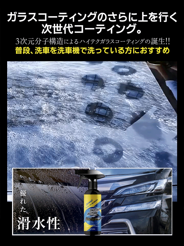 【工場移転の在庫処分】【1 本で 5 役！撥水・防汚・防キズ・紫外線防止・光沢復活 洗車頻度も減らせ】カーナノコーティングスプレー