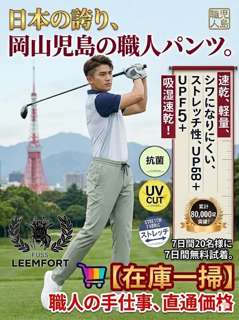 【最安値たった900円！無料試着】東京の社長たちが愛用中！岡山児島の老舗が開発した最新Coolmax冷感パンツ、40℃の猛暑でも涼しい！