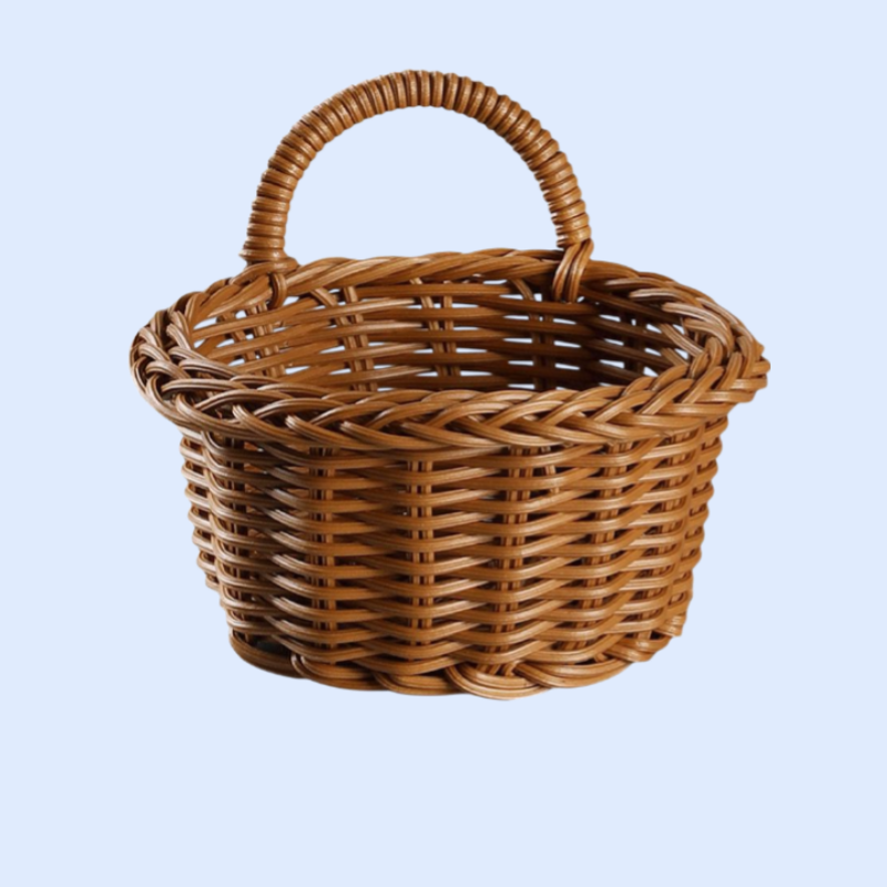 プラスチック製ラタン風壁掛けバスケット