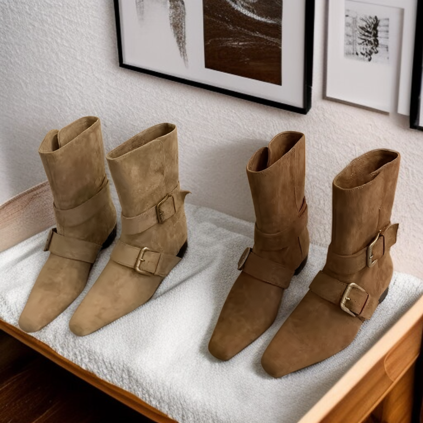 2025年韓国秋冬新作レトロフレンチニッチデザインショートウエスタンブーツ