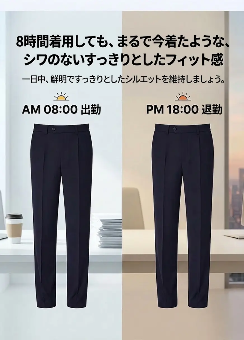 【魔法の脚長】極伸び4WAYストレッチ・シワレススラックス