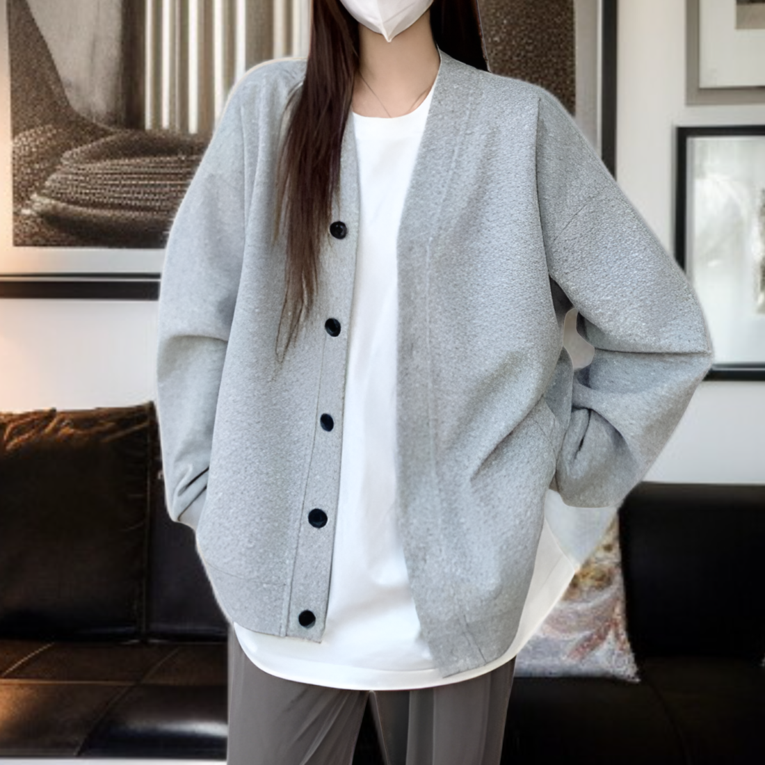 レディースボタンカーディガンジャケット