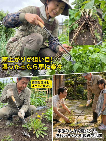 根こそぎ抜ける手動草取りツール